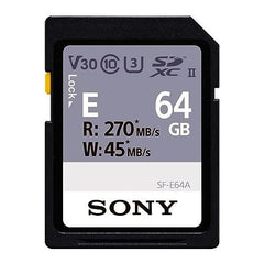 Sony 64GB SF-E Series UHS-II SDXC V30 Speed Class Rating Memory Card with 270 MB/s Read Speed and 45 MB/s Write Speed